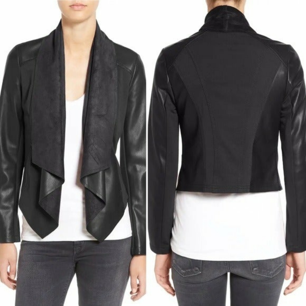 KFTK Ana Vegan Leather Contrast Jacket Size Small